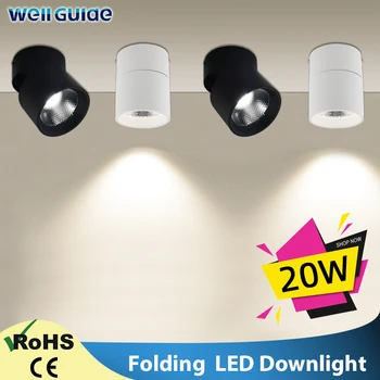 Точечный светодиодный светильник Складной 20 Вт, 10 Вт, 15 Вт, светодиодный прожектор переменного тока 220 В, алюминиевый светодиодный потолочный точечный светильник для домашней кухни Изображение