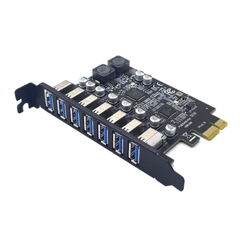USB 3,0 PCI Express Адаптер PCI e на 7 Портов USB 3 Адаптер расширения USB3 PCIe PCI-e x1 Контроллер Конвертер для Настольных ПК Изображение