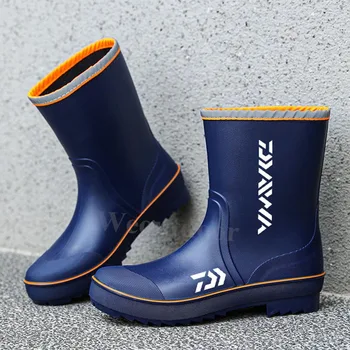Daiwa/мужская нескользящая дышащая кухонная обувь для занятий спортом на открытом воздухе, Водонепроницаемые походные ботинки для скалолазания, износостойкие дождевики из ПВХ для рыбалки Изображение