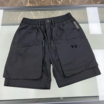 Y-3 Yohji Yamamoto Повседневные Шорты 23SS Летние Модные Дизайнерские Пляжные Брюки Спортивные Свободные Никелевые брюки-карго С буквенным карманом Для Мужчин Изображение