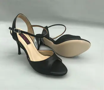 Удобная и модная обувь для танцев Аргентинское танго, вечерние туфли, свадебные туфли для женщин, кожаная подошва T6290BL Изображение