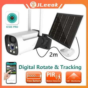 JLeeok 5MP WIFI Солнечная наружная камера 8000mAh Аккумулятор PIR Motion Detecion IP-камера видеонаблюдения Цветного ночного видения iCSee Изображение