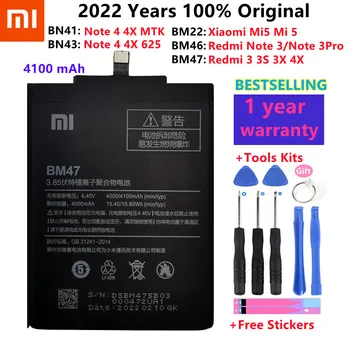 Xiao Mi Оригинальный аккумулятор для телефона Xiaomi Redmi Note 4 4X3 Pro 3S 3X4X Mi 5 BN41 BN43 BM22 BM46 BM47 Сменные аккумуляторы Изображение