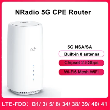 Разблокированный гигабитный маршрутизатор NRadio CC8-520 Со встроенной антенной 8 5G CPE WiFi 6 NSA/SA Mesh WiFi ретранслятор модем 5g WiFi sim-карта AX1800 Изображение