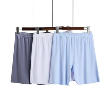 Мужские Летние Свободные Пижамные штаны с Однотонным низом, Удобные Дышащие Модные пижамные шорты в полоску для талии, короткие брюки Изображение