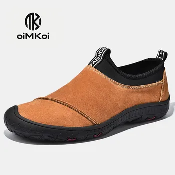 Повседневная обувь из кожи OIMKOI Мужская дышащая обувь Высококачественная удобная уличная повседневная обувь Изображение