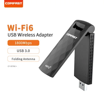 1800 Мбит/с WiFi 6 USB-адаптер 2,4 ГГц/5,8 ГГц Wi-Fi Сетевая карта 11AX Приемник ключа Wi Fi Для Портативных ПК Windows 10/11 CF-957AX Изображение