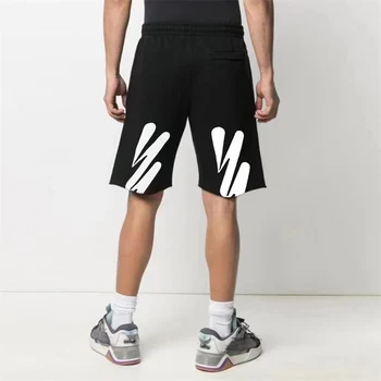 Модные Летние мужские Свободные спортивные брюки в полоску цвета Зебры с коротким рукавом Изображение