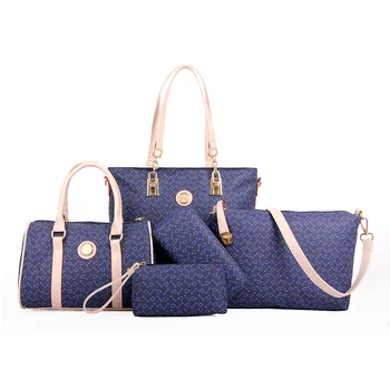 5 Комплектов, женская роскошная ручная сумка Известного бренда, кошелек из искусственной кожи, сумки через плечо, женская сумка-мессенджер Изображение