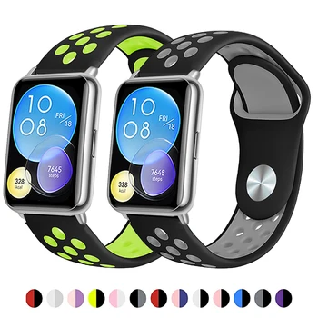 Силиконовый ремешок для Huawei Watch Fit 2 ремешка, аксессуары для умных часов, дышащая Замена correa, активный ремешок huawei watch fit2 Изображение