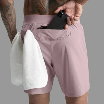 Мужские Летние Легкие шорты для бега Трусцой, Спортивные Повседневные Мужские Шорты для фитнеса, быстросохнущие Изображение